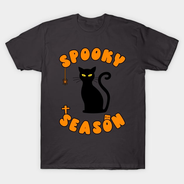 Spooky Season Black Cat T-Shirt by ObscureDesigns